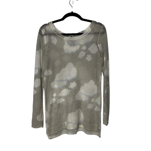 Lauren Conrad Sheer Long Sleeve Pullover Crewneck Sweater Cloud woman Small 1551 - Picture 1 of 6
